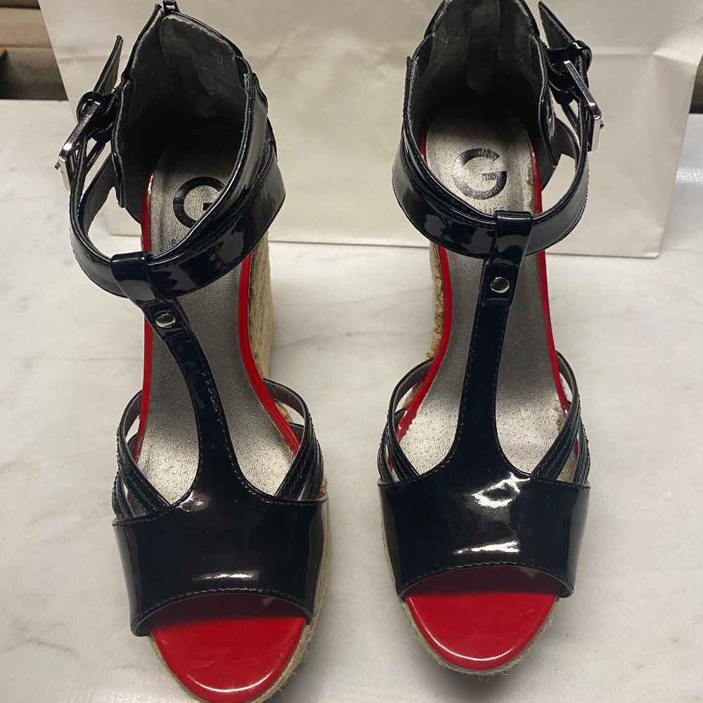 G by Guess size 8.5M womens platform wedge sandals - Worn once